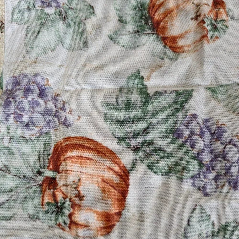 Vintage Fabric Placemat with Pumpkins, Grapes and Leaves